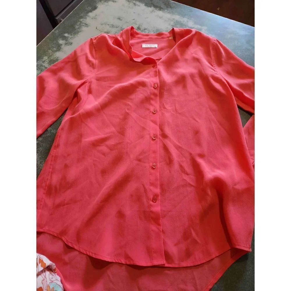 Equipment Femme Womens Button Down collarless Henri Blouse sz Small
